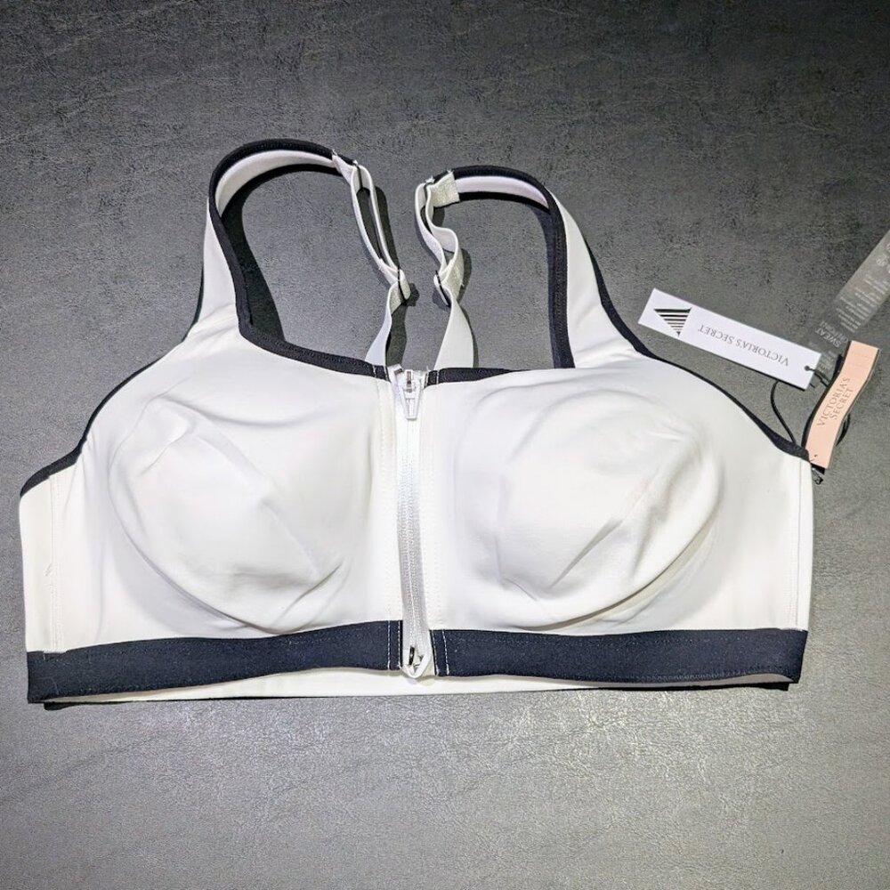 Victorias Secret VSX Knockout Front-Close Sports Bra Maximum Support 36DD White